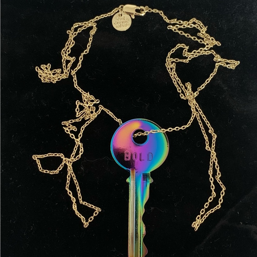 *RELIST* The Giving Keys Gold/Chrome “Bold” Key Necklace - Picture 2 of 6